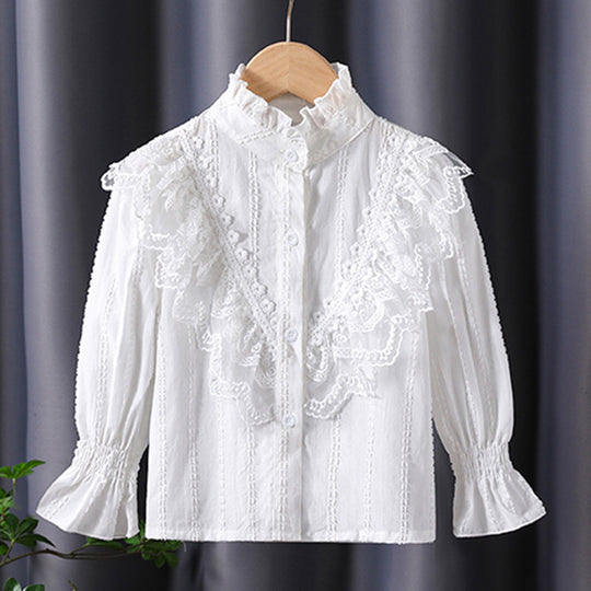 Mädchen Rüschenbluse mit eleganten Spitzenakzenten EB