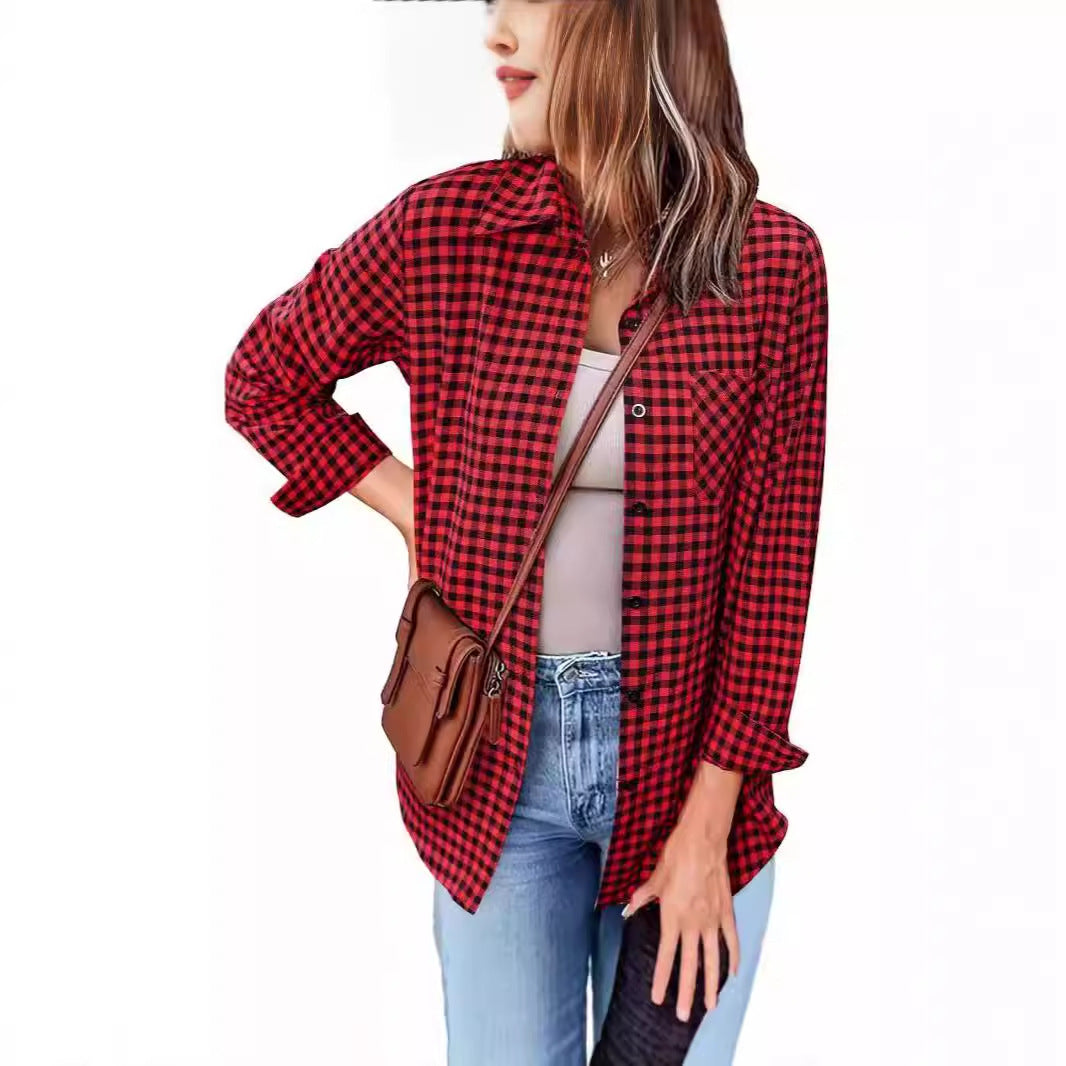 Femme Button-Up Gingham Check Shirt EB