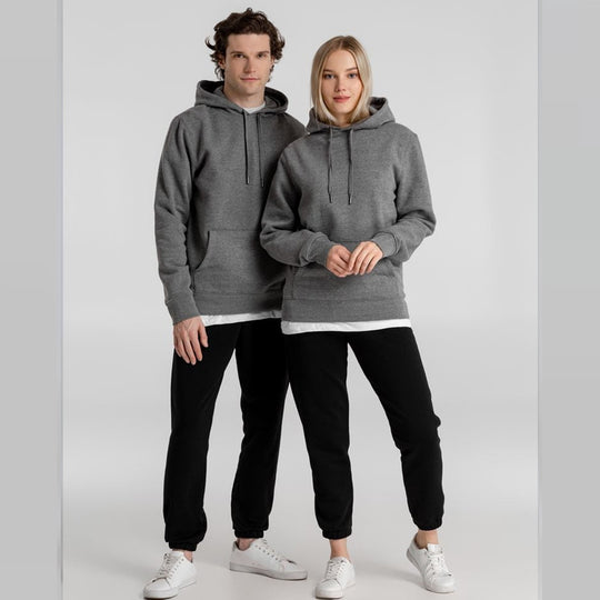 Unisex nan minimalistischer Heavyweight Kapuzenpullover aus French‑Terry mit verdeckter Kängurutasche und schmaler Silhouette EB