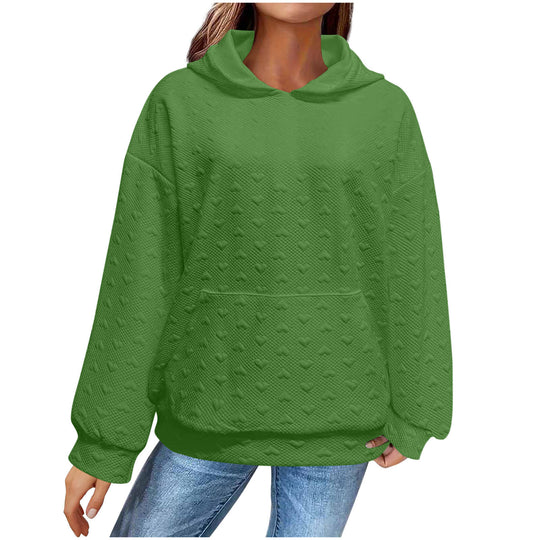 Damen Kapuzenpullover mit strukturiertem Herzmuster EB