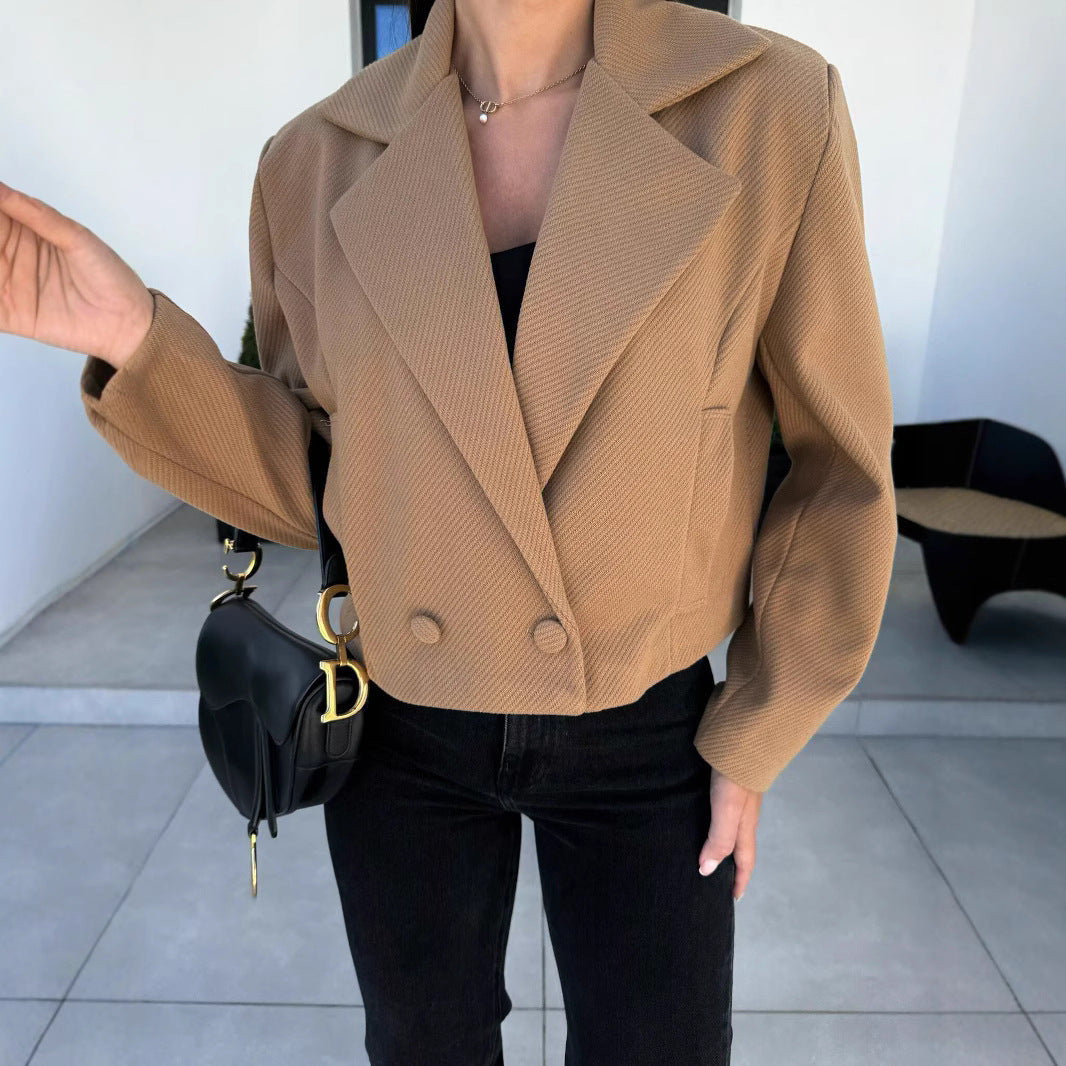 Damen schicke taillierte Blazerjacke mit doppelter Knopfleiste EB