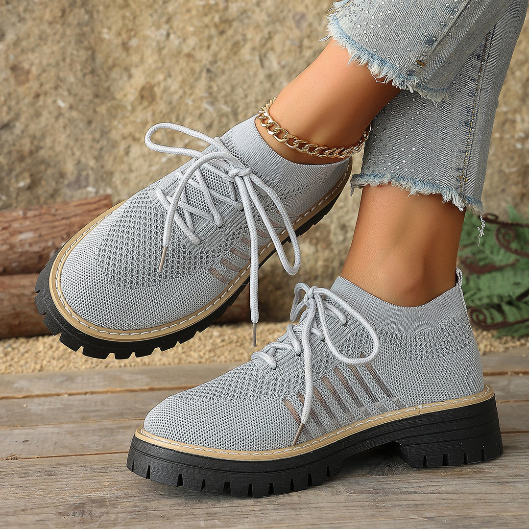 Damen Sportliche Sneakers mit atmungsaktivem Strickoberteil und rutschfester Sohle EB