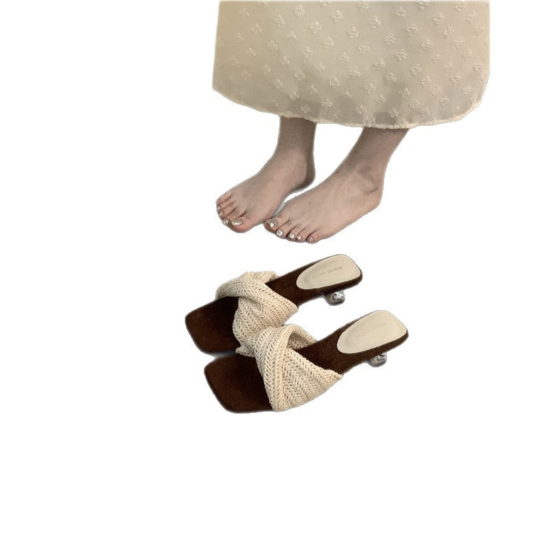 Damen bequeme Zehensandalen mit elegantem geflochtenem Design EB