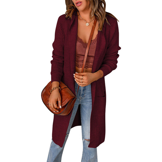 Damen Strickjacke mit tiefem V-Ausschnitt und praktischen Taschen EB