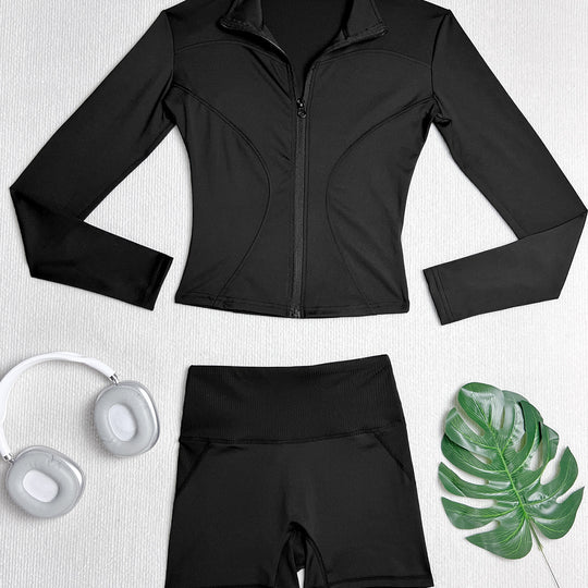 Damen Sportliches Set mit hohem Kragen und langen Ärmeln EB