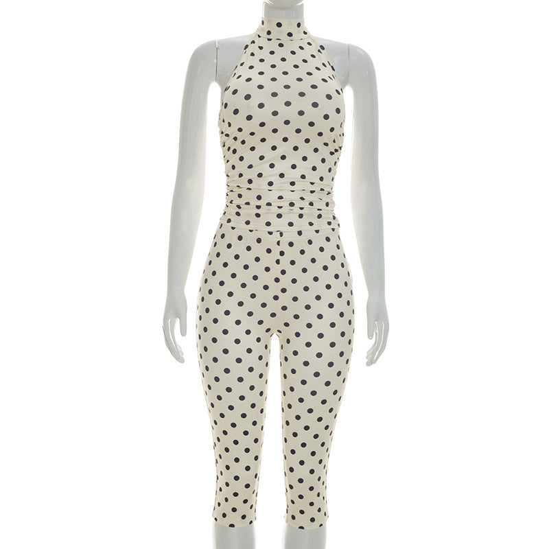 Damen Sportlicher Bodysuit mit modischem Polka-Dot-Muster EB