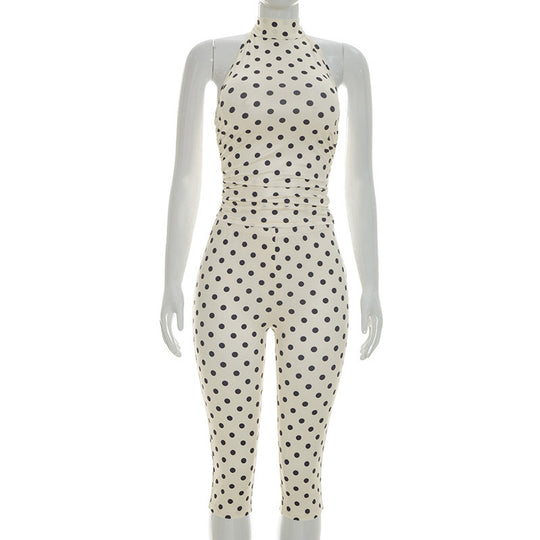 Damen Sportlicher Bodysuit mit modischem Polka-Dot-Muster EB