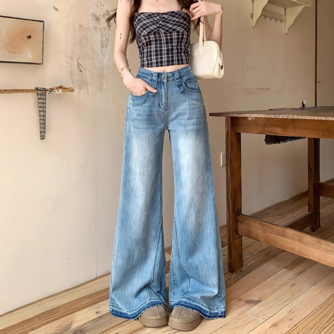 Damen Weite High-Waist Jeans mit lässigem Schnitt und modischen Details EB