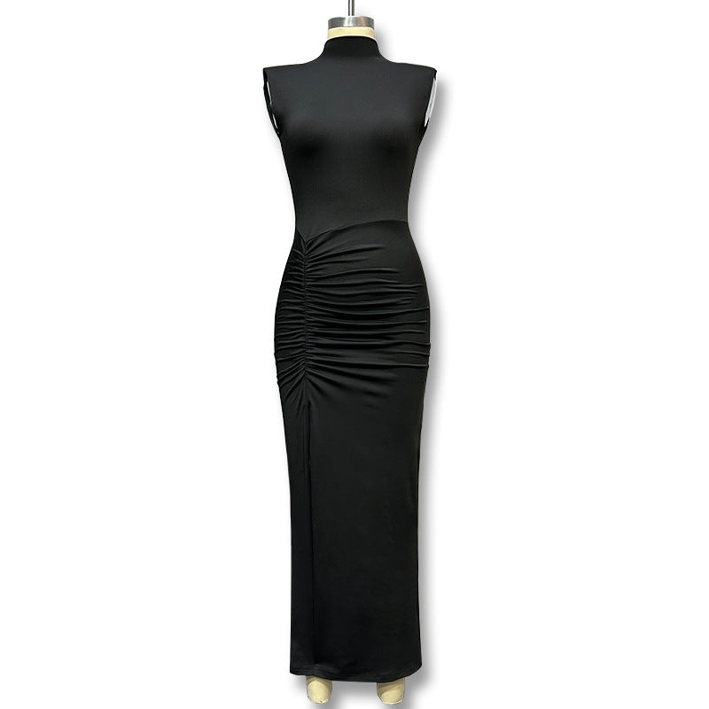 Damen Elegantes Maxikleid mit hoher Taille und tiefem Schlitz EB