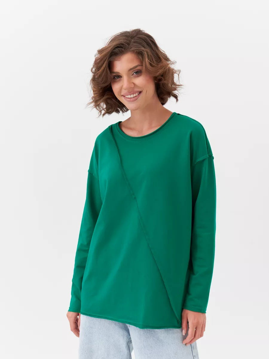 Damen Oversized Longsleeve mit schräger Naht und überschnittenen Schultern EB