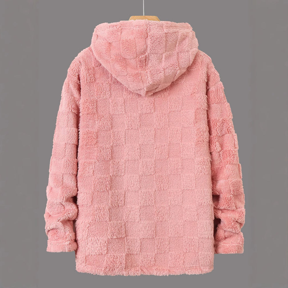 Damen Flauschige Fleecejacke mit Kapuze EB