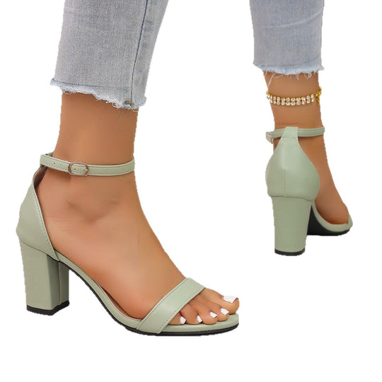 Damen elegante High-Heels mit ankle strap und komfortablem Blockabsatz EB