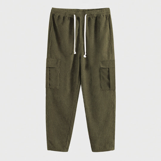 Herren nan Cord-Cargo-Jogginghose mit elastischem Tunnelzugbund, aufgesetzten Klappentaschen und tapered Bein EB