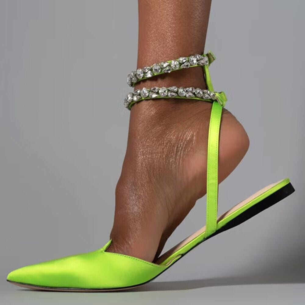 Damen elegante Slingback-Ballerinas mit funkelnden Strass-Details EB