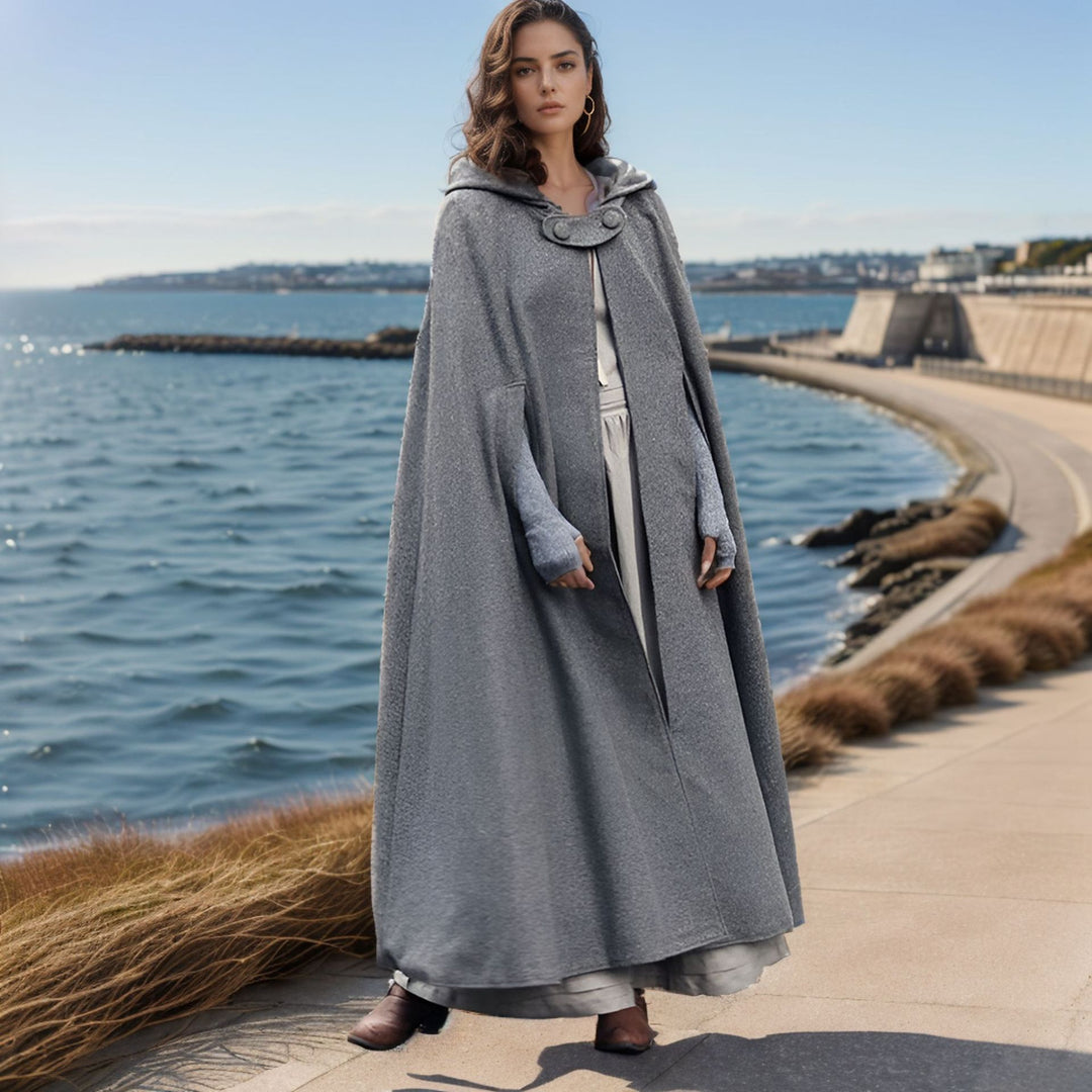 Damen elegante Kapuzenumhang mit verstellbarem Verschluss EB