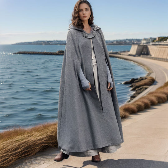 Damen elegante Kapuzenumhang mit verstellbarem Verschluss EB