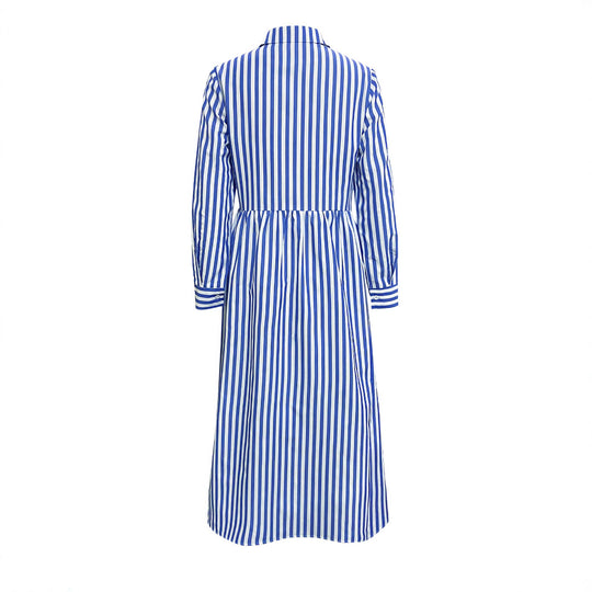 Damen Hemdblusenkleid mit vertikalen Streifen und tailliertem Schnitt EB