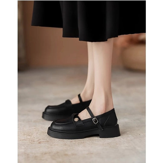 Damen elegante Mary Jane Loafers mit modischem Riemchen und komfortablem Fußbett EB