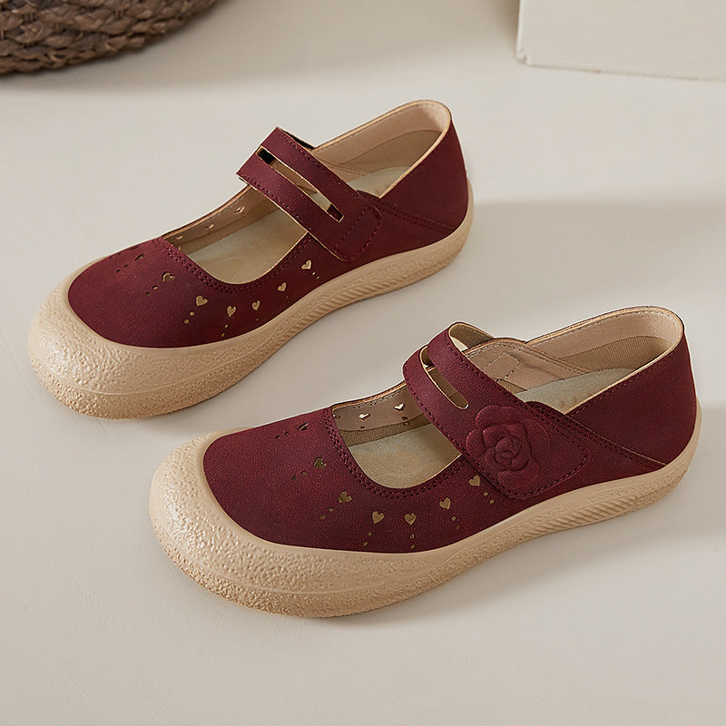 Damen Komfortable Klettschuhe mit Blütenverzierung EB