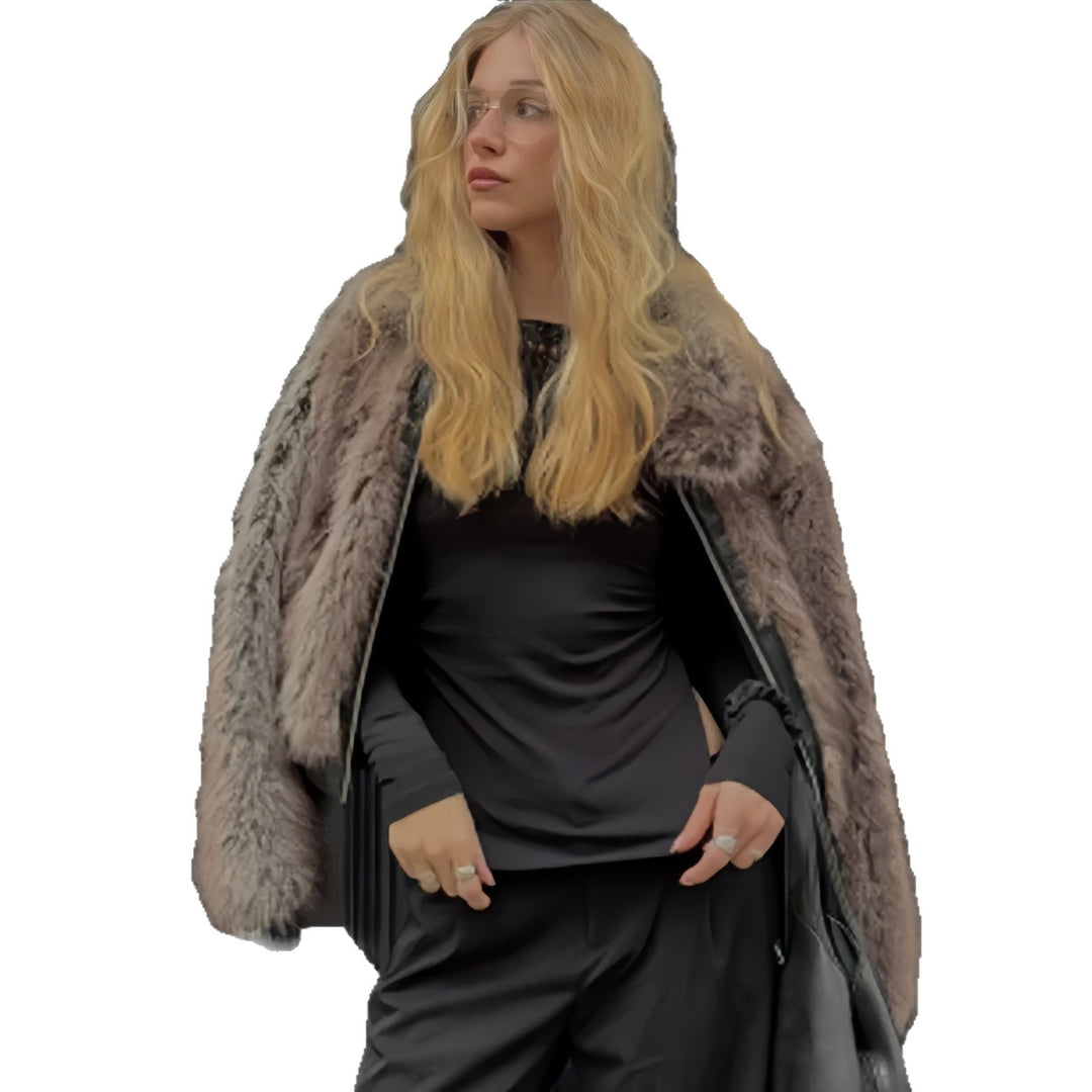 Damen Kunstpelzjacke mit voluminösen Ärmeln EB