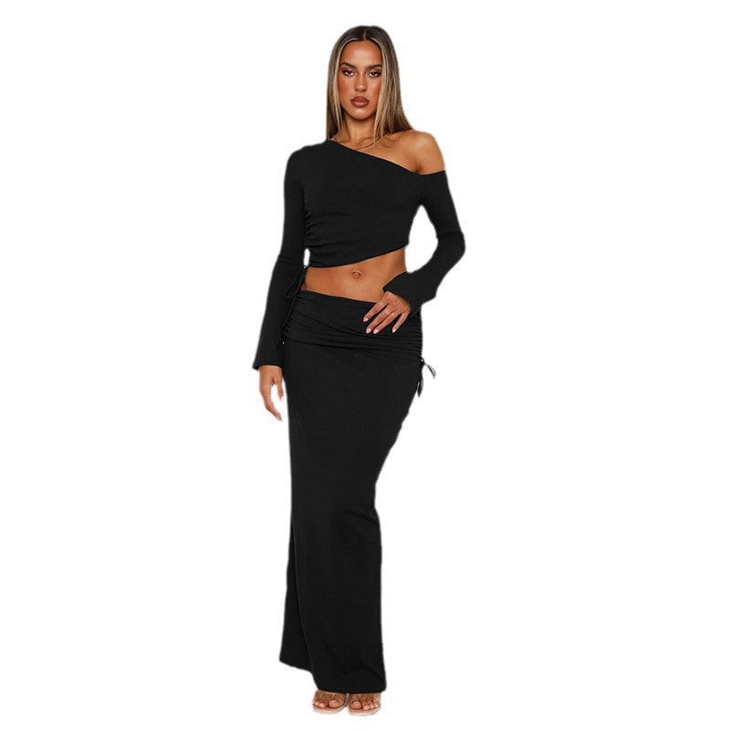 Damen Maxi-Kleid mit asymmetrischem Schnitt und eleganter Raffung EB