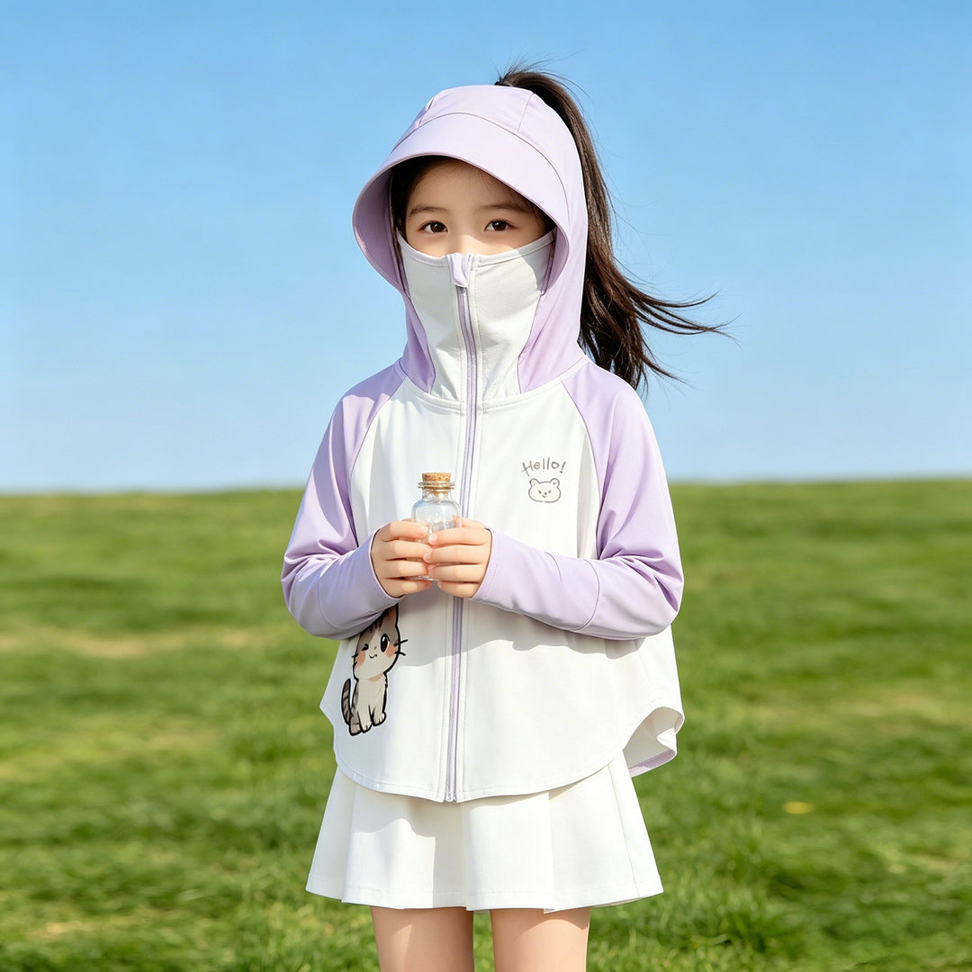 Kinder Sonnenschutzjacke mit Kapuze und atmungsaktivem Stoff EB