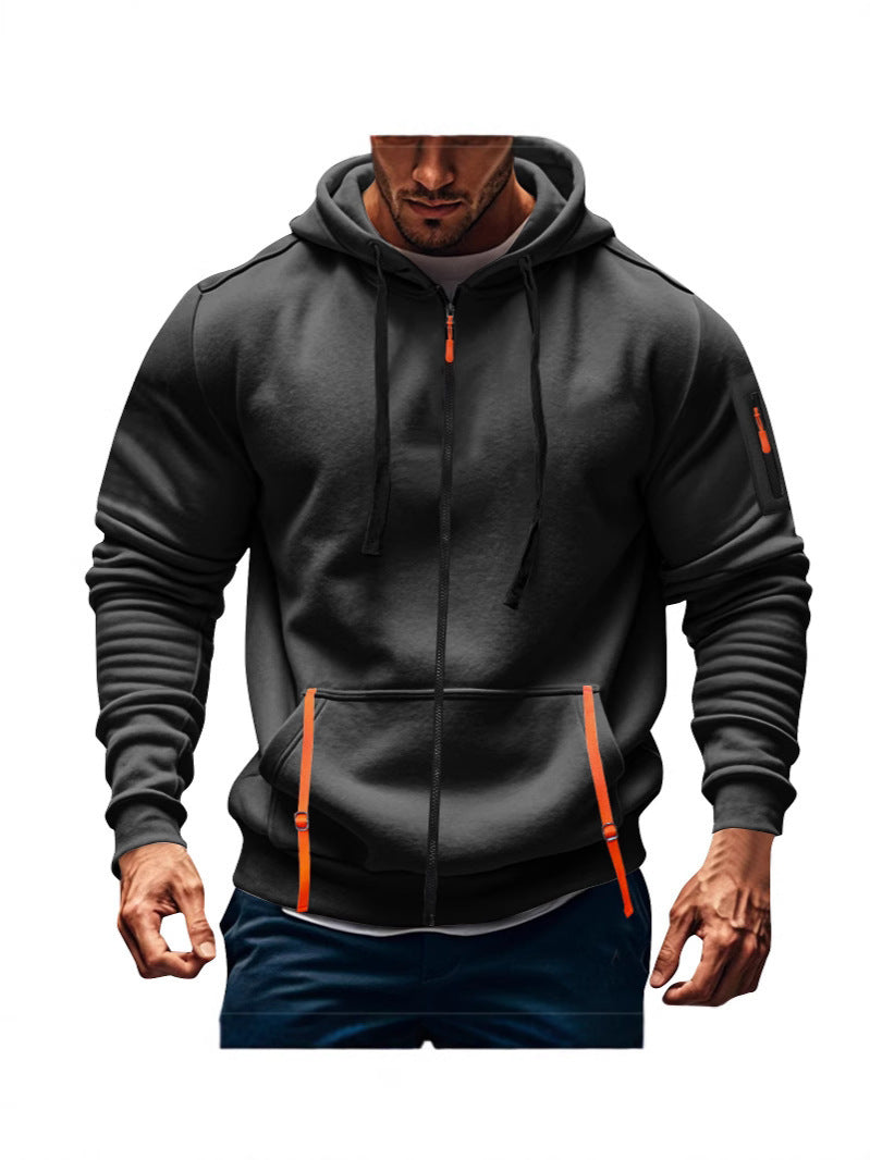 Herren sportliche Kapuzenjacke mit praktischen Reißverschlusstaschen EB