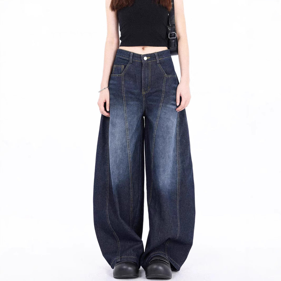 Damen Weite Denim-Hose mit hohem Bund und trendigem Schnitt EB