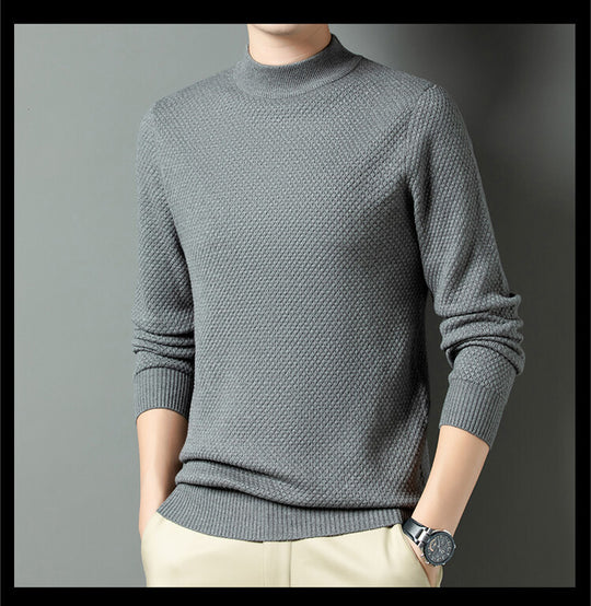 Herren Strukturierter Rollkragenpullover aus hochwertiger Baumwolle EB