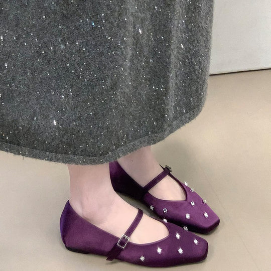 Damen Ballerinas mit dekorativen Strassdetails und komfortablem Riemchen EB