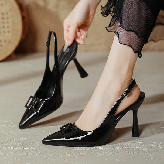 Damen Slingback-Pumps mit elegantem Verstellriemen und modischem Glanz EB
