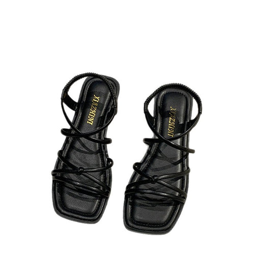 Damen elegante Riemensandalen mit gekreuztem Schnürdesign EB