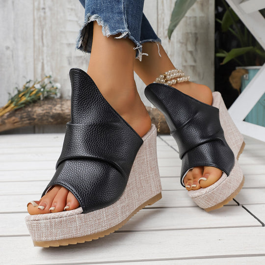 Damen Wedge-Pantoletten mit modernem Riemchen-Design und rutschfester Sohle EB