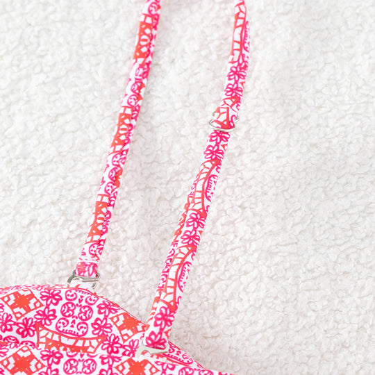 Damen Bandeau-Bikini mit dekorativem Knoten und verspielten Bindebändern EB