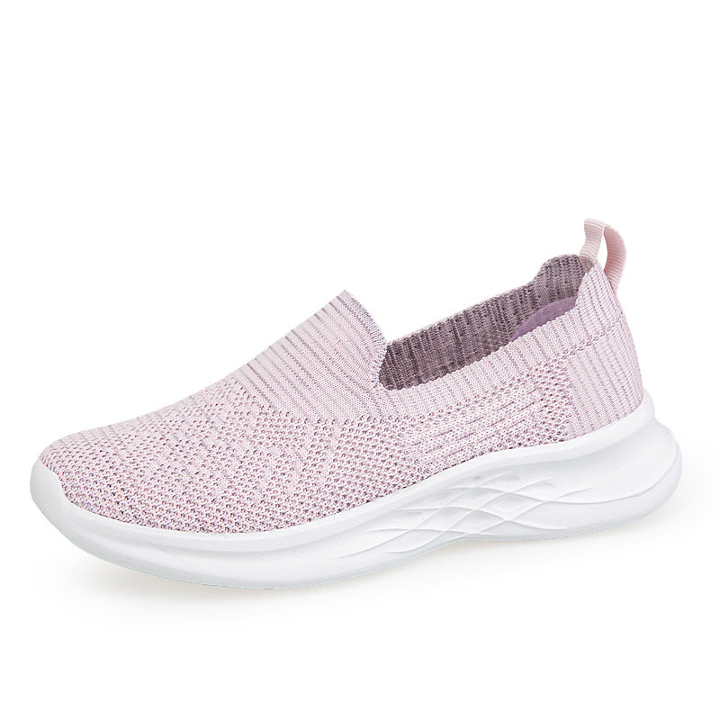 Damen Komfortable Slip-On Laufschuhe mit atmungsaktiver Strickoberfläche EB