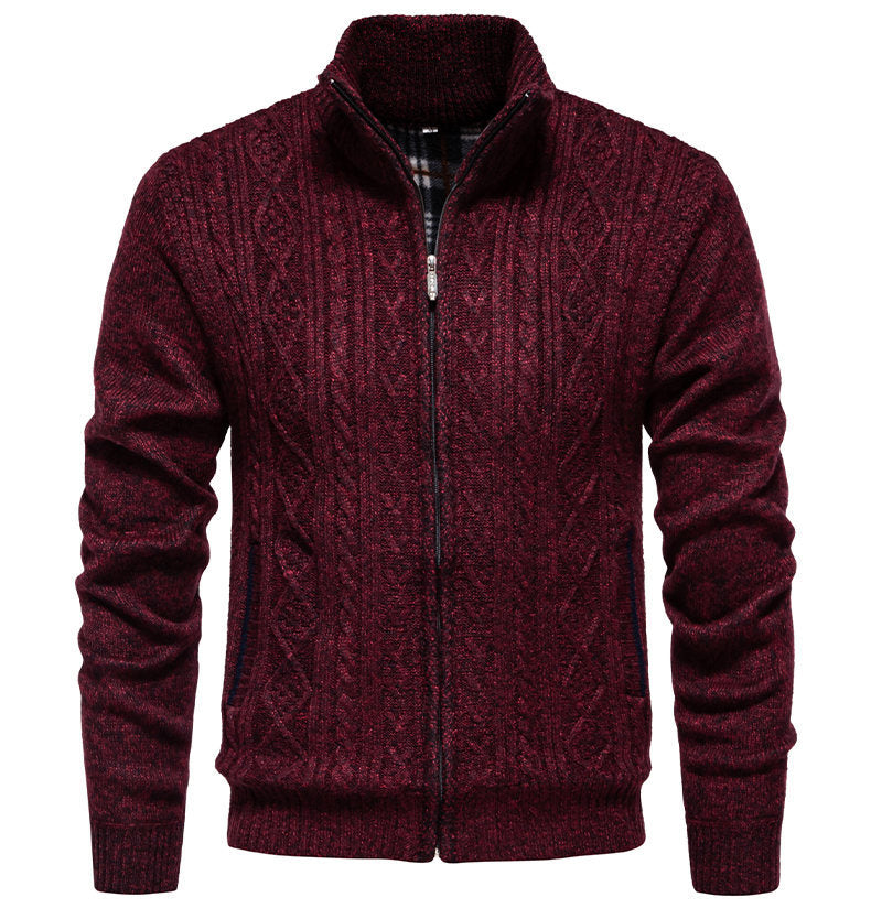 Herren Strickjacke mit hohem Kragen und Reißverschluss EB