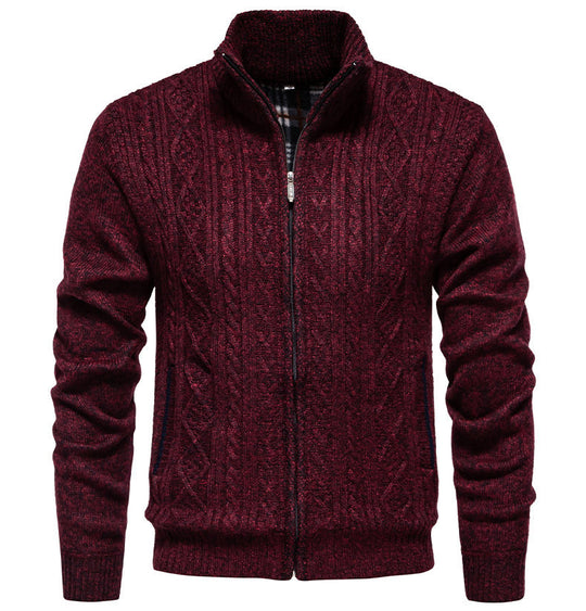 Herren Strickjacke mit hohem Kragen und Reißverschluss EB