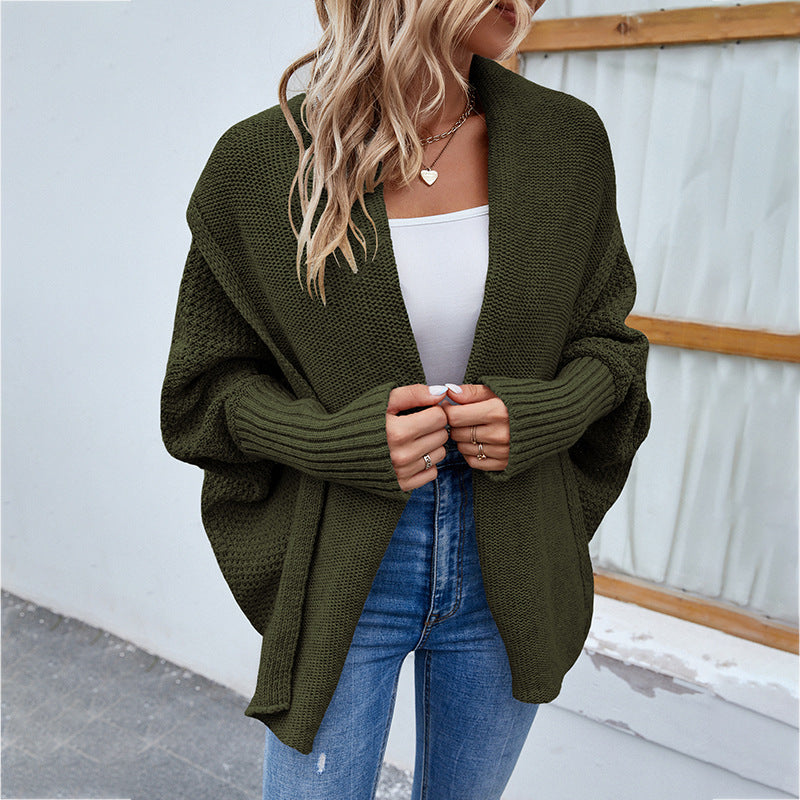 Damen Strickjacke mit offenem Schnitt und voluminösen Ärmeln EB