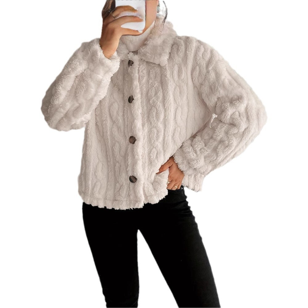 Damen Plüsch-Steppjacke mit hohem Kragen EB