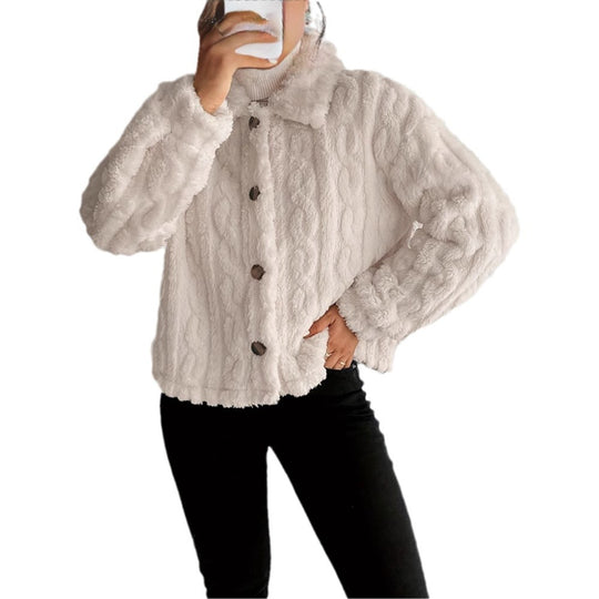 Damen Plüsch-Steppjacke mit hohem Kragen EB