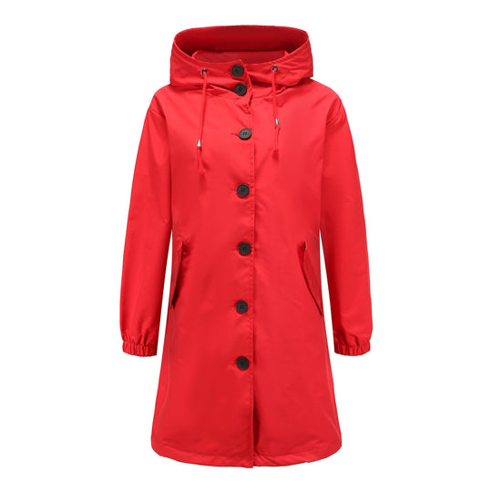 Damen modische Übergangsjacke mit verstellbarer Kapuze und praktischen Taschen EB