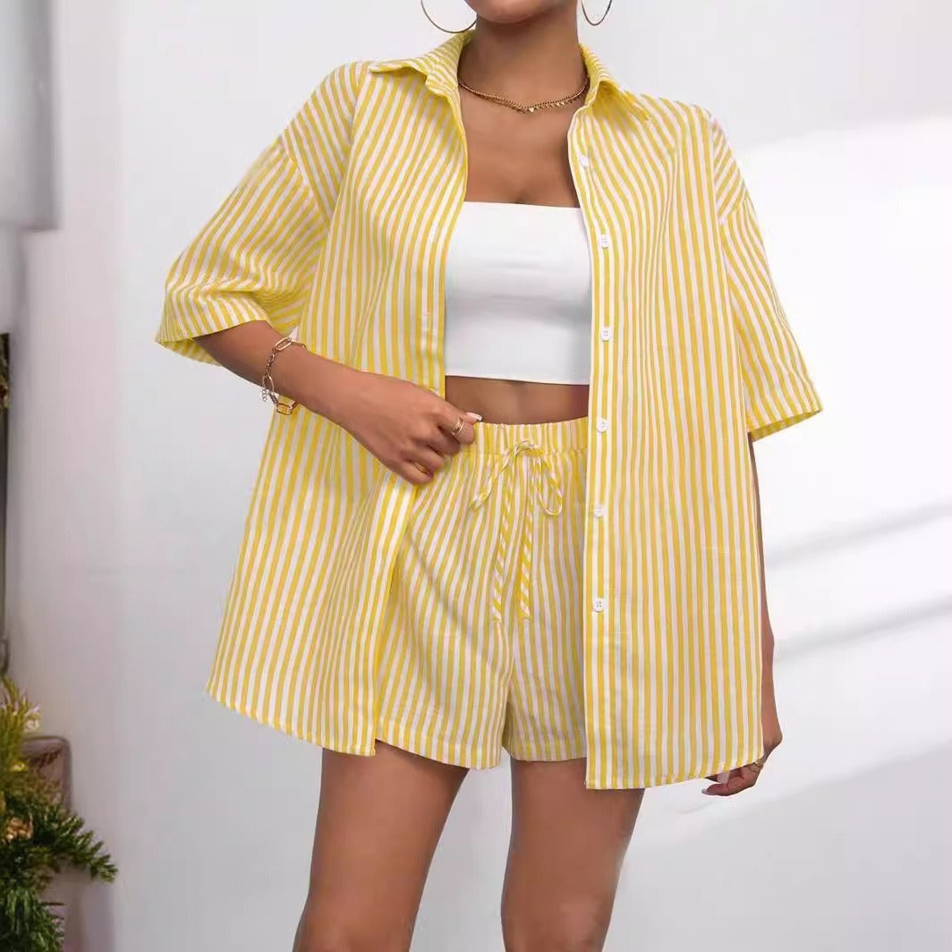 Damen lässiges Hemd und Shorts Set EB