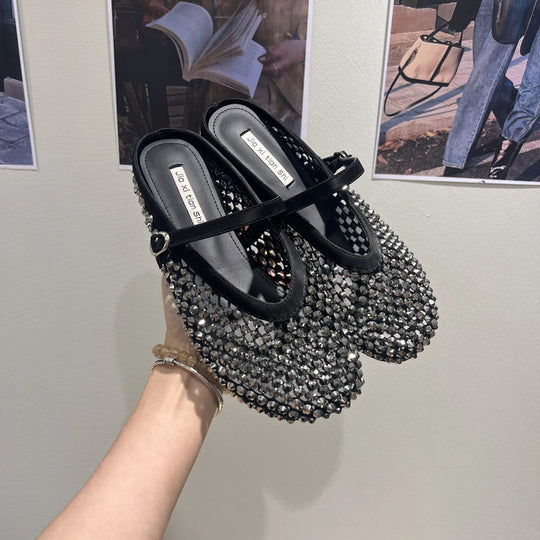 Damen Glitzernde Ballerinas mit verstellbarem Riemchen und komfortablem Fußbett EB