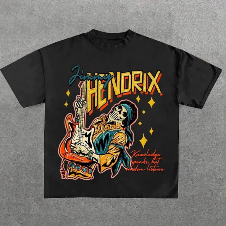 Damen Grafik T-Shirt mit einzigartigem Skelettdesign und kreativem Schriftzug EB
