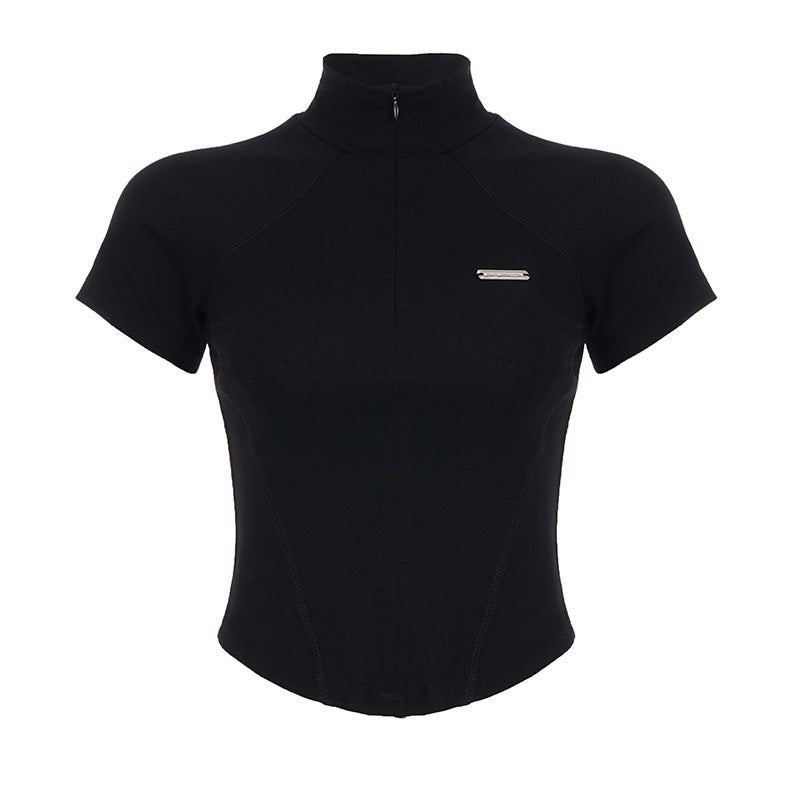 Damen Sportliches Kurzarm-Trikot mit hochstehendem Kragen und komfortablem Schnitt EB