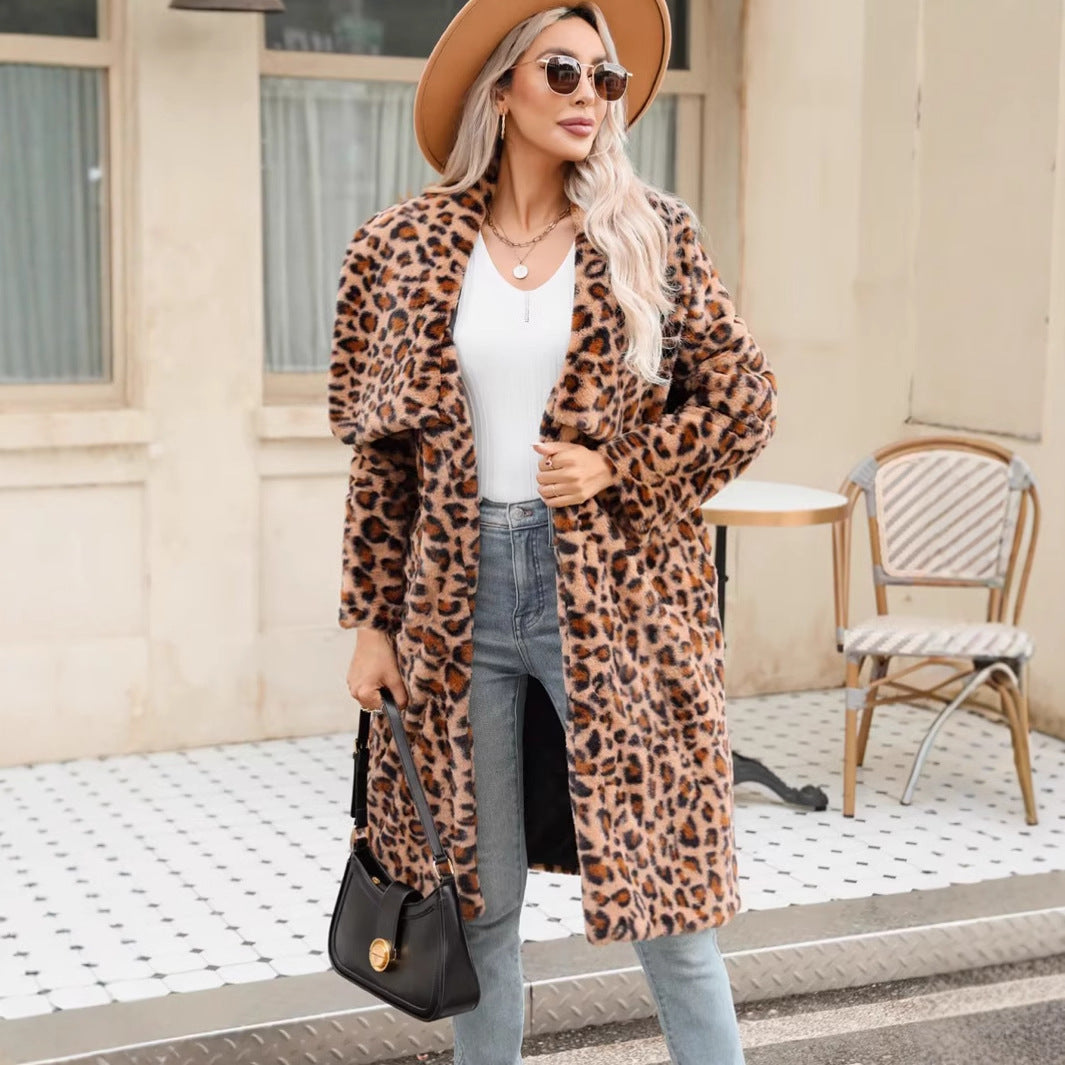 Damen Lange Leopardmuster EB