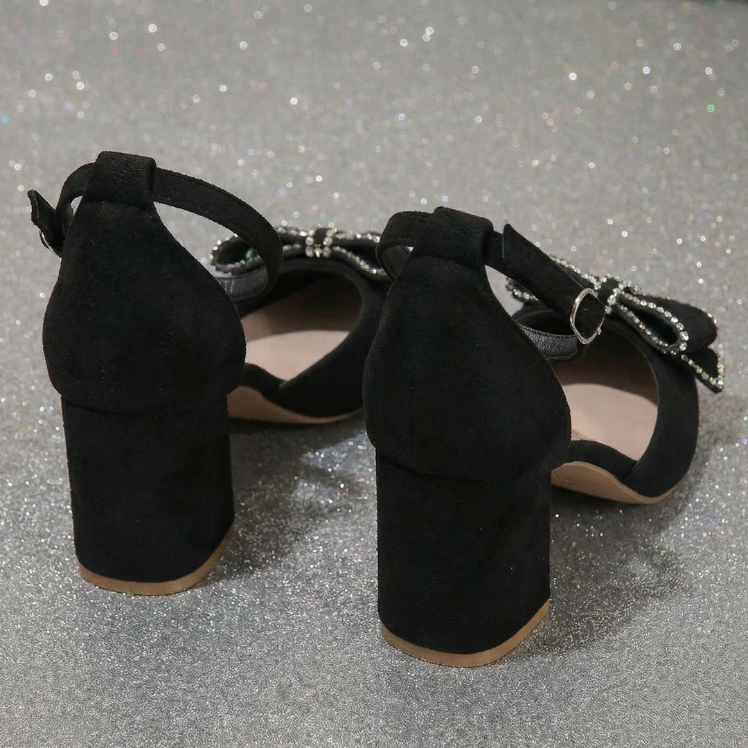 Damen elegante Slingback-Pumps mit funkelnden Schleifendetails EB