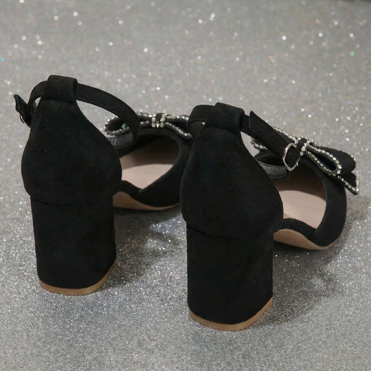 Damen elegante Slingback-Pumps mit funkelnden Schleifendetails EB