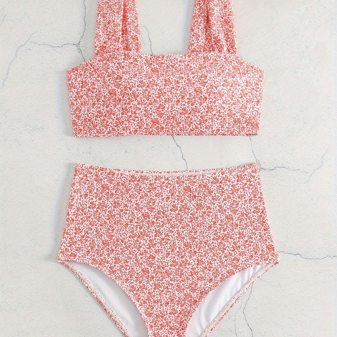 Damen Hochtailliertes Bikiniset mit floralem Muster EB