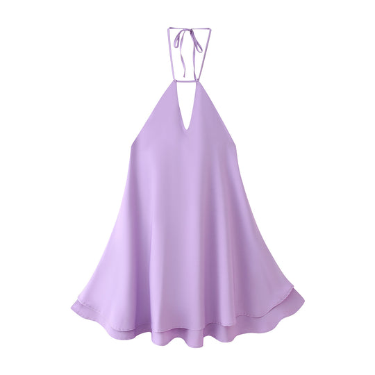 Damen luftiges Chiffonkleid mit tiefem V-Ausschnitt und verstellbaren Trägern EB